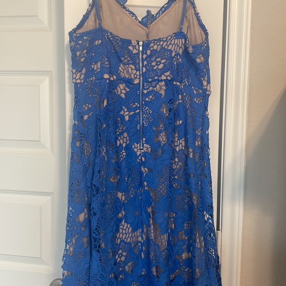 Blue Lace-Like Midi Dress - Picture 6 of 7